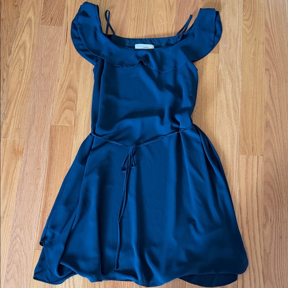 Loft Teal Mini Swing Dress